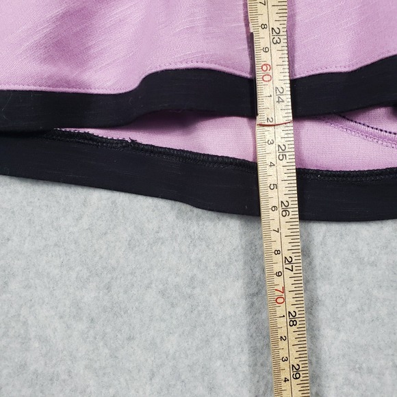 ELLE Lilac Purple Peplum Tank Top Black Trim Size L Keyhole Knit Coquette Chic - Picture 6 of 10